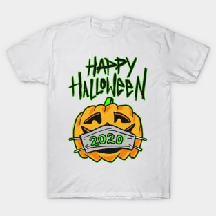 Funny Happy Halloween 2020 Carved Pumpkin with Mask T-Shirt